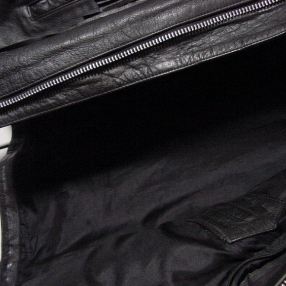 Vtg 80's Force Leather Apparel Fringe Black Leather Motorcycle Jacket Sz XL - Picture 8 of 12